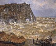 Claude Monet Rough Sea at Etretat painting